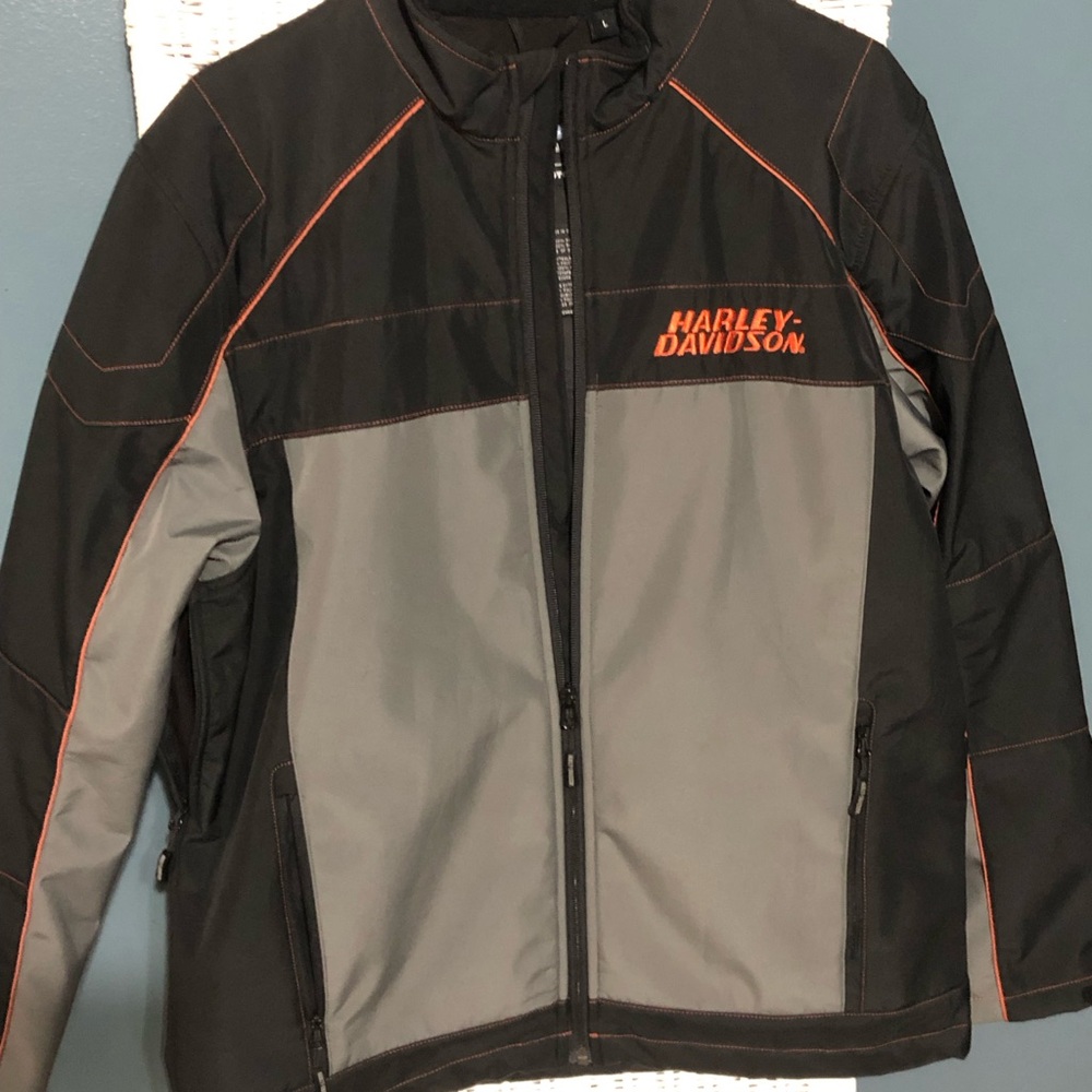 Harley-Davidson Black, Gray & Orange Performance Softshell Jacket